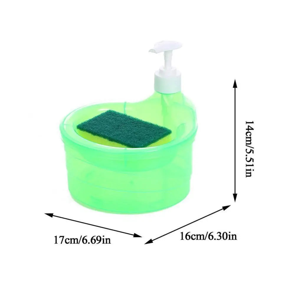 Press-Type Dish Soap Dispenser with Sponge – 1000ml