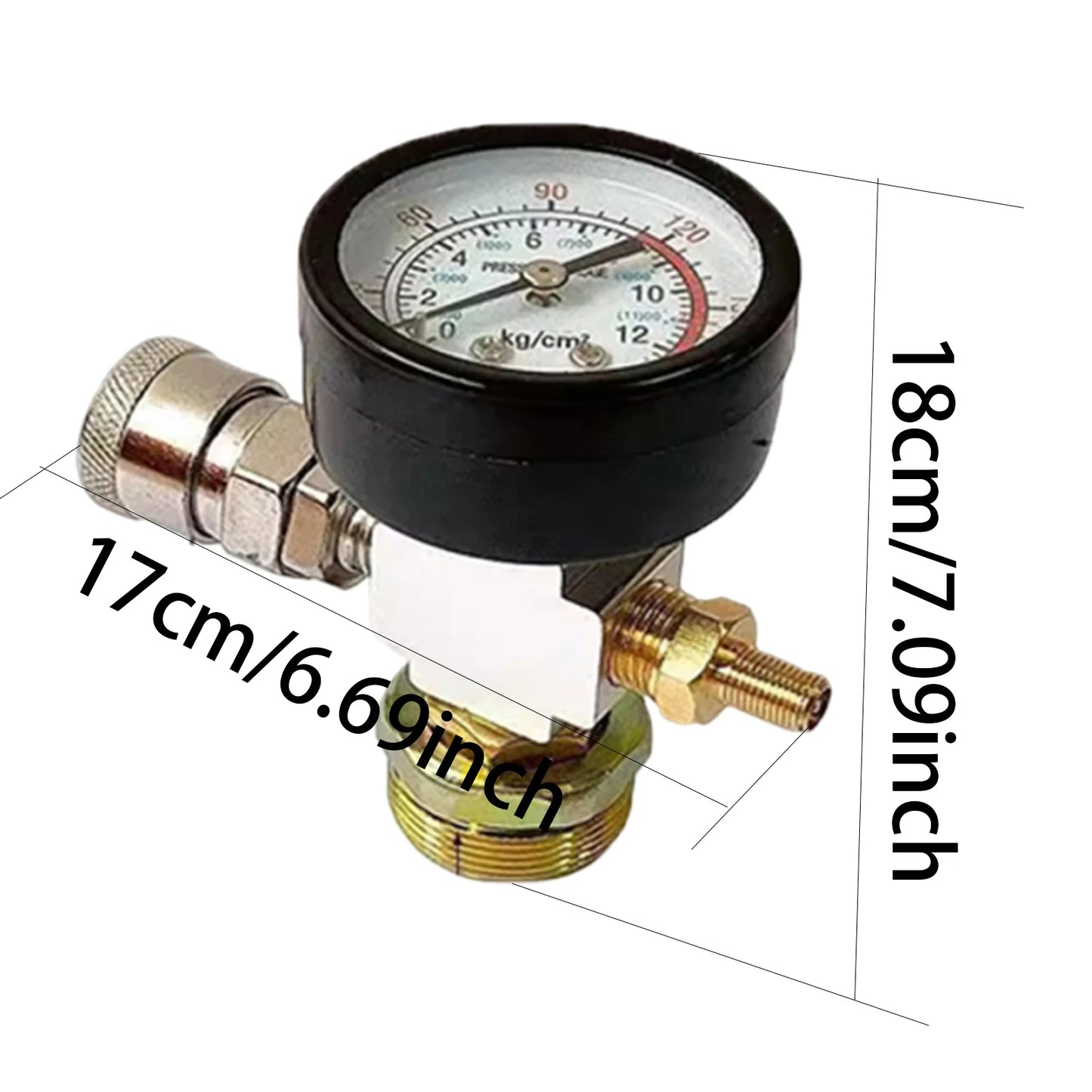 Gas Storage Tank Pressures Adapter with Gauge Portable Air Compressor Accessories for Outdoor Nailing/Painting/Tire Inflation Peaceful Pleasures Health and Wellness