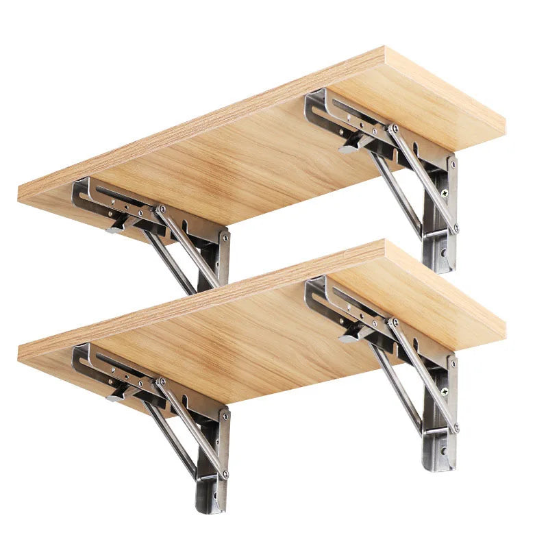 2PCS Folding Wall Shelf Brackets – Stainless Steel Right Angle