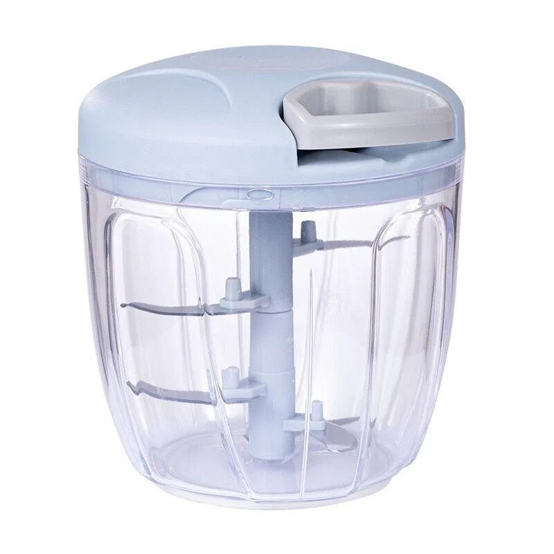Manual Garlic Press & Meat Mincer – Rotate Chopper with Vegetable Cutter (500ml / 900ml) Peaceful Pleasures Health and Wellness 900ml-Blue