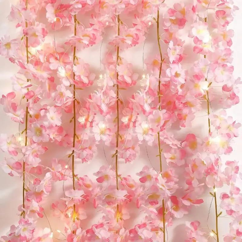 Cherry Blossom String Lights Flower Garland – Wedding & Party Decor