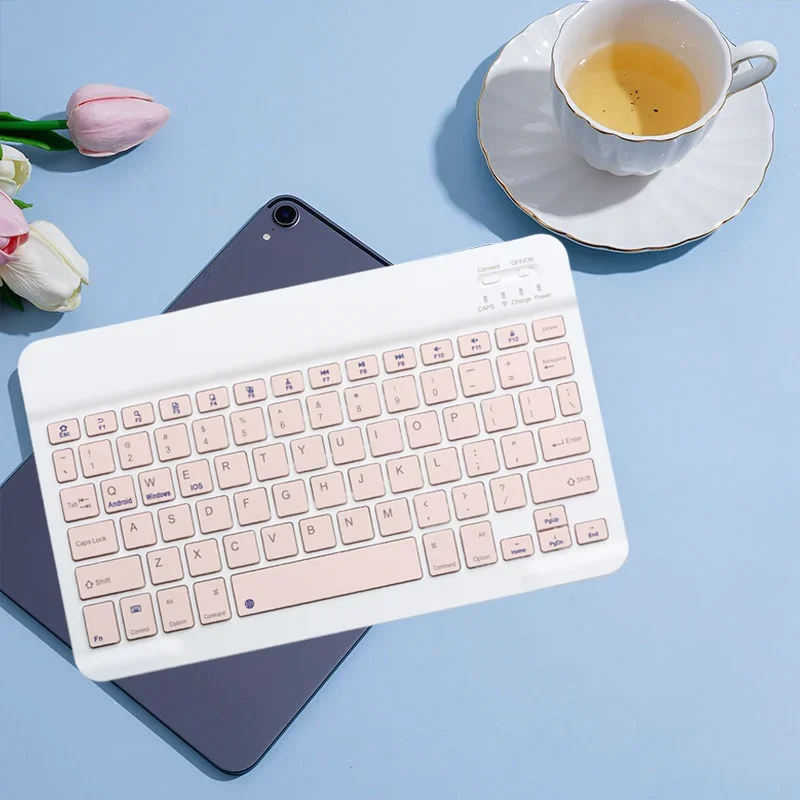 Wireless Keyboard Bluetooth-compatible Keyboard Rechargeable for iPad iPhone Tablet Laptop Compatible with Android/Windows/iOS Peaceful Pleasures Health and Wellness Pink keyboard