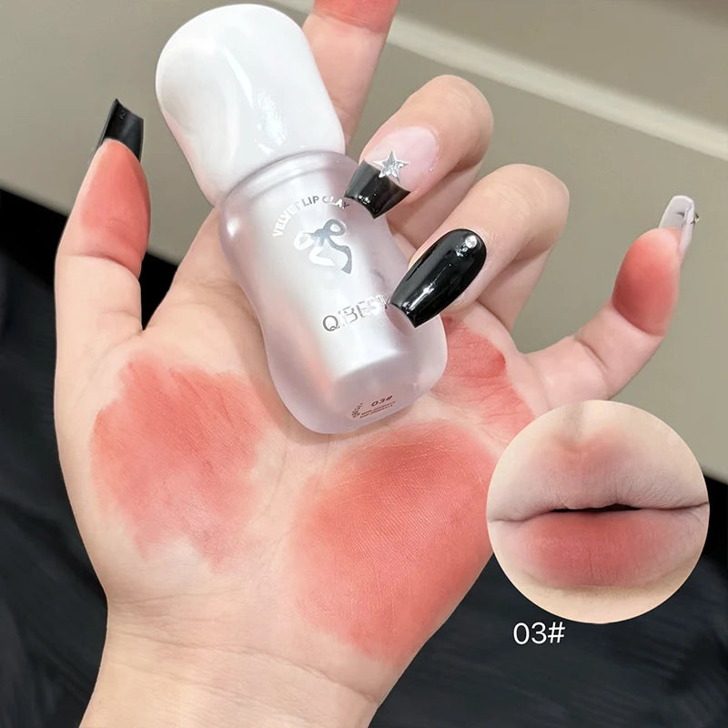 QIBEST Nude Lipstick Matte Cream Texture Lip Lacquer No Stain Cup Lip Mud Waterproof Liquid Lipstick Lasting Cosmetics Lip Tint Peaceful Pleasures Health and Wellness 03