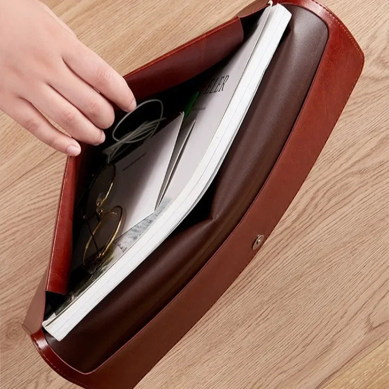A4 PU Leather File Folder Briefcase | Document Organizer Bag Document Briefcase Bag Peaceful Pleasures Health and Wellness
