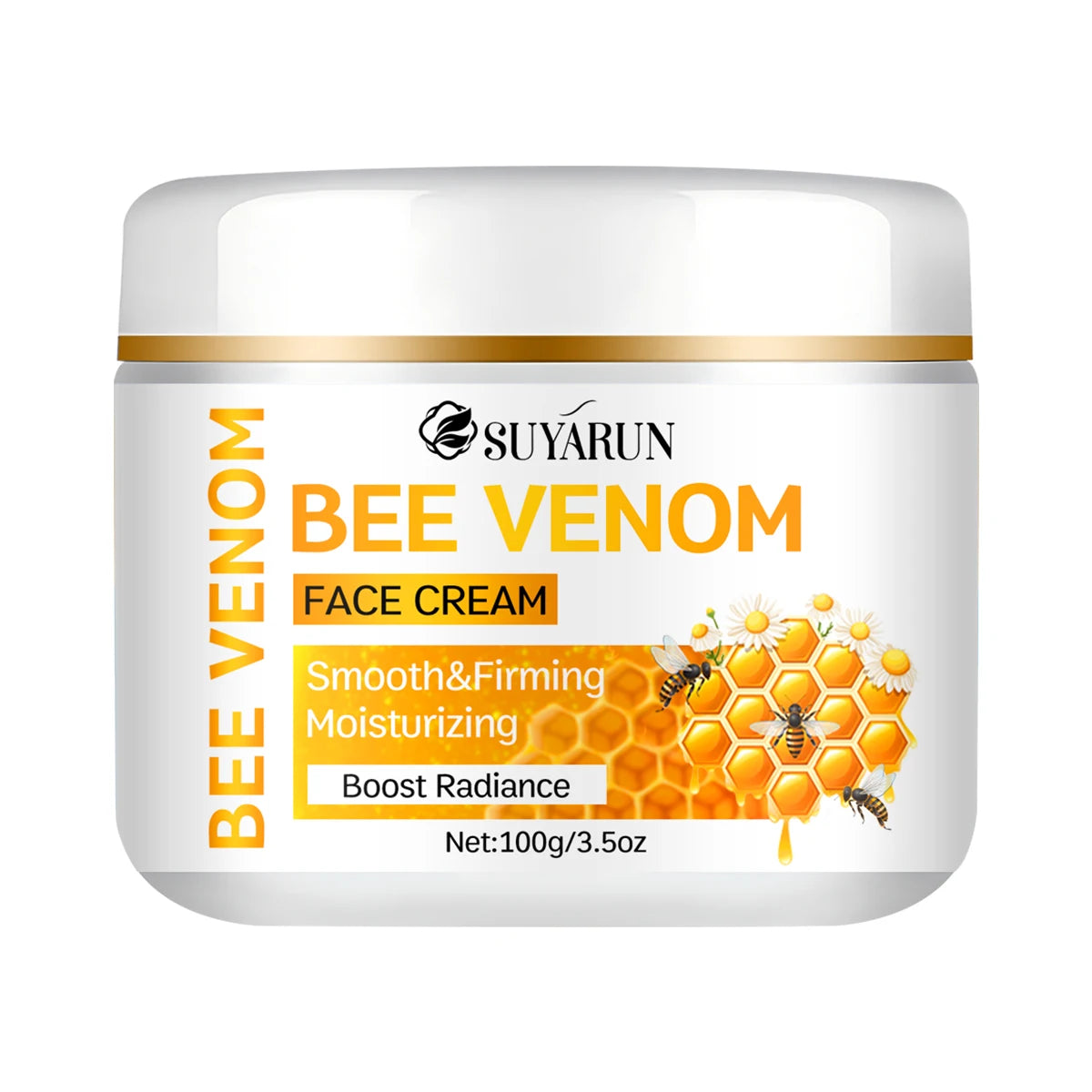 SUYARUN Bee Venom Cream with Sunflower Oil, Chamomile & Aloe - Anti-Aging Hydrating Soothing Moisturizer for All Skin Types. Peaceful Pleasures Health and Wellness 100g