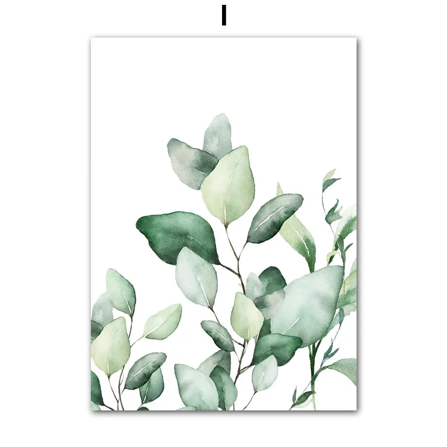 Palm Leaf Nordic Canvas Wall Art | Spring Green Botanical Print