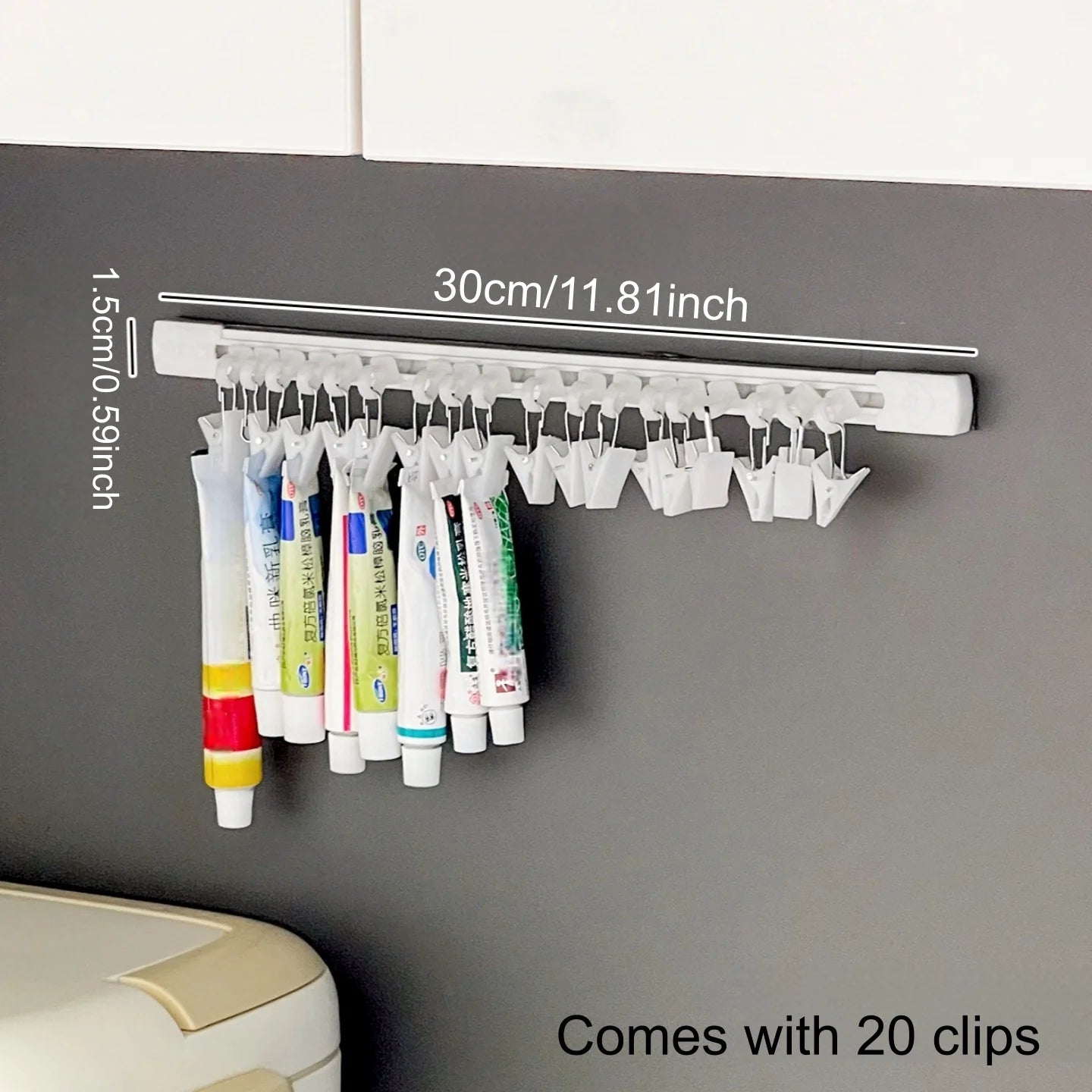 Cabinet Door Hanging Storage Rack | Slide Rail Tube & Clip Organizer