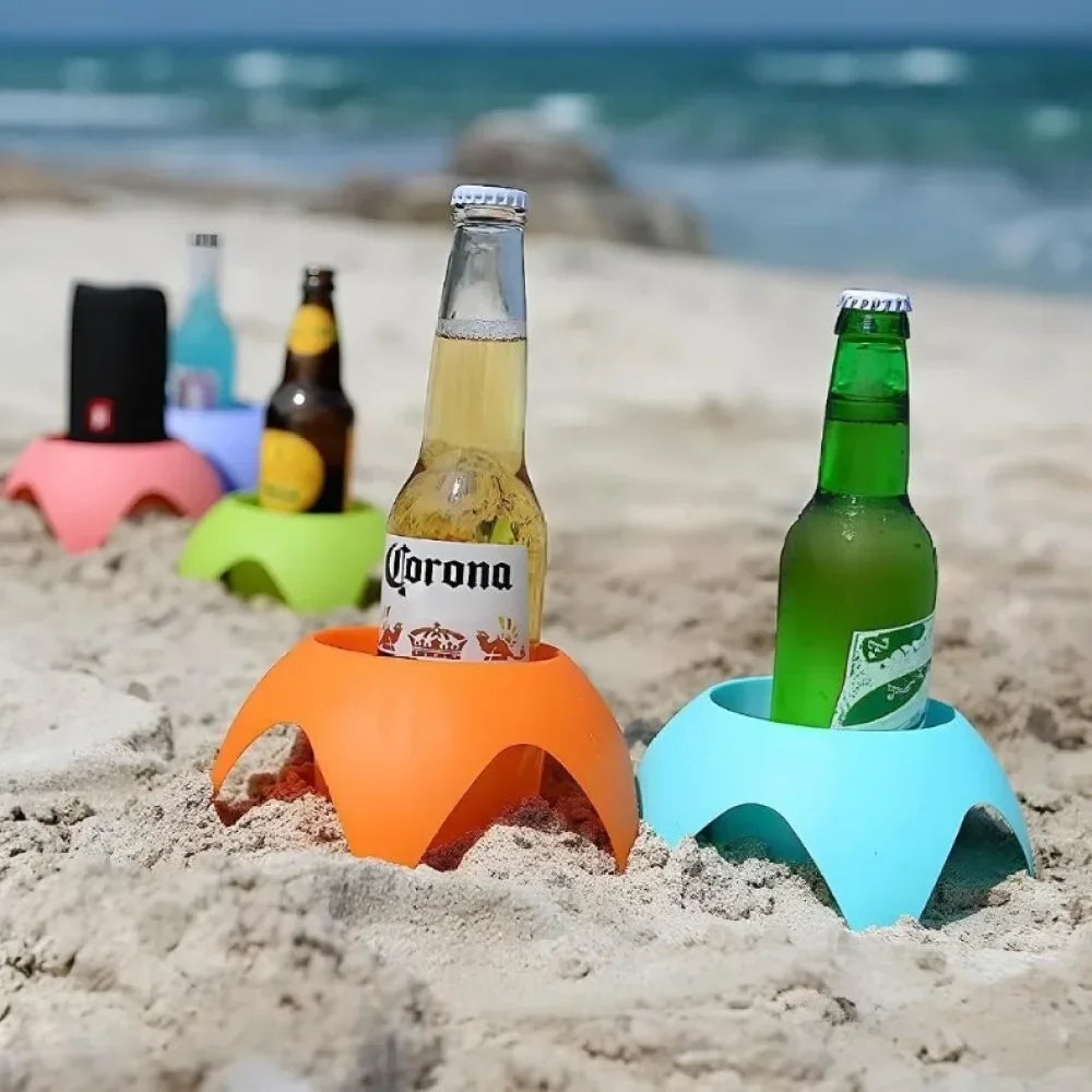 Beach Sand Cup Holder Set with 5 Stackable Cups | No-Spill