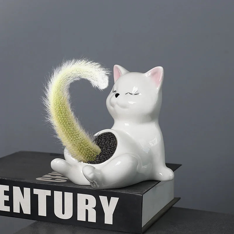 Cartoon Kitten Ceramic Plant Pot | Cat Succulent Vase Décor