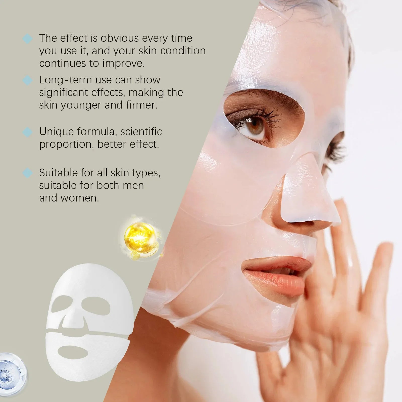 Bio Collagen Face Mask Lifting Firming Anti-aging Shrink Pore Brightening Korean Skin Care Moisturizing Refreshing Sheet Mask Peaceful Pleasures Health and Wellness