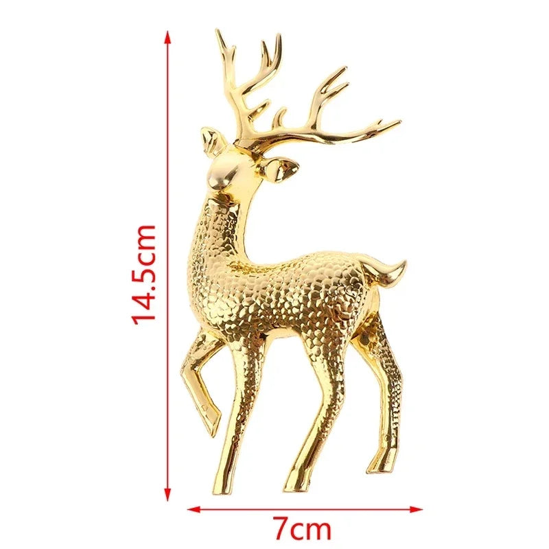 Gold Deer Statue Reindeer Figurines Plastic Elk Sculpture Living Room Luxury Home Christmas Decoration Tabletop Ornaments Peaceful Pleasures Health and Wellness