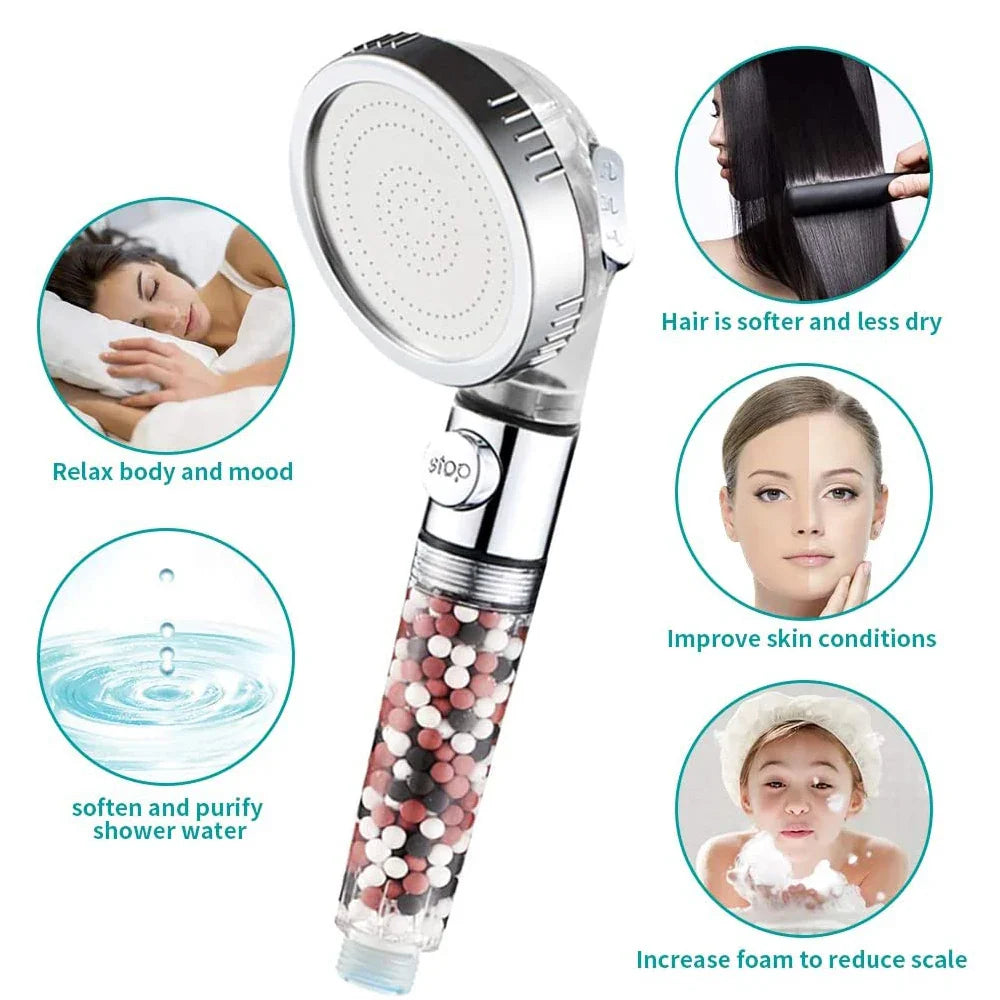 3-Function SPA Shower Head | High Pressure & Filter