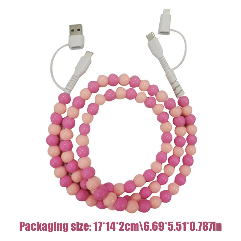 4-in-1 PD3.0 Beaded Charging Cable – USB-C & 8-Pin Fast Sync