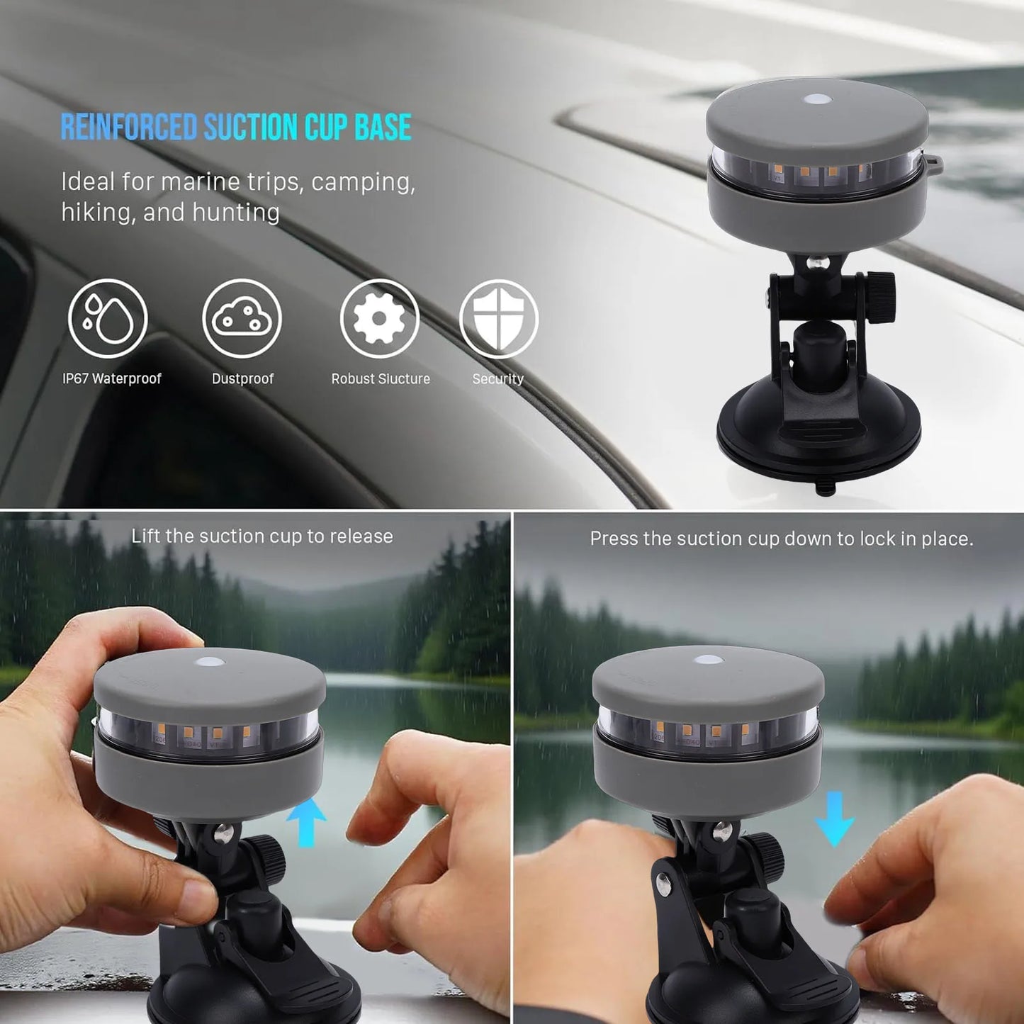 IP67 LED Boat Navigation Stern Light 55LM 2NM Battery Powered