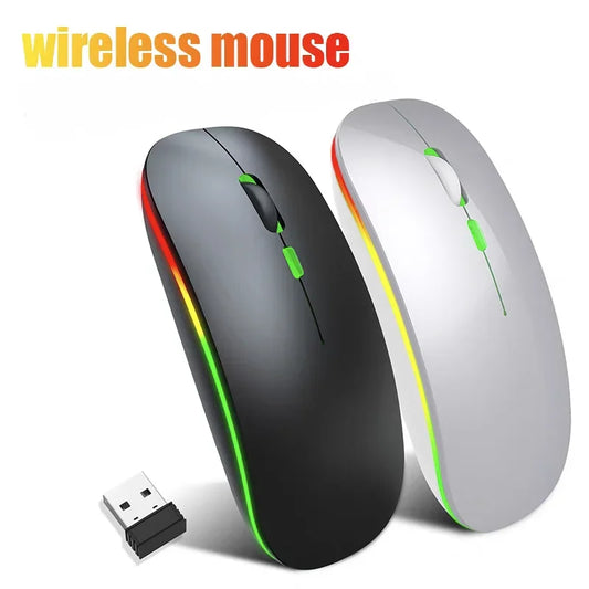 LED Bluetooth-compatible Wireless Mouse 2.4GHz Slim Rechargeable Silent Mice RGB Ergonomic Gaming mouse for Computer Laptop PC Peaceful Pleasures Health and Wellness