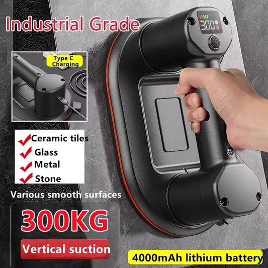 Intelligent Display Industrial Grade Electric Vacuum Suction Cup 300KG Load Heavy Duty Granite Tile Glass Lifter 4000mAh Battery Peaceful Pleasures Health and Wellness