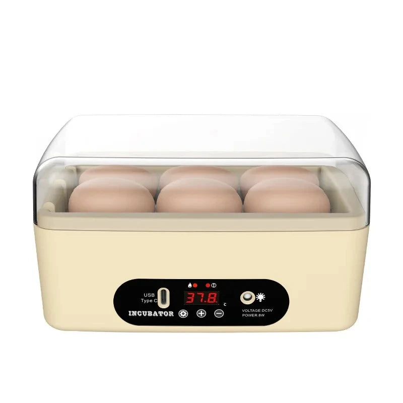Automatic USB Powered Egg Incubator Portable Small Hatching Box for 5-6 Chicken Duck Pigeon Quail Eggs Educational Tool Peaceful Pleasures Health and Wellness Green-6-Pieces