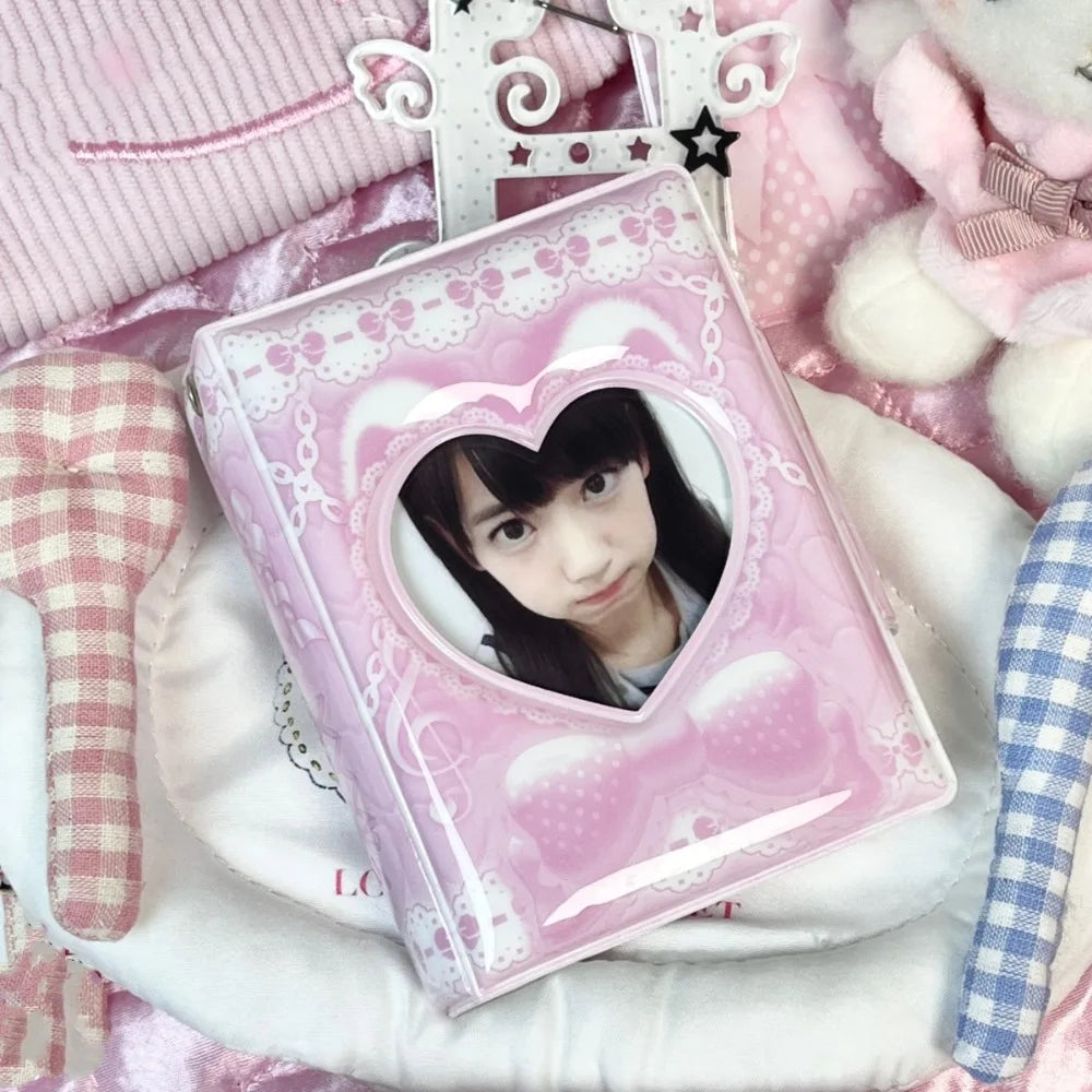 Pink Bow Mini Photocard Binder – 3 Inch, 16 Pages | K-Pop