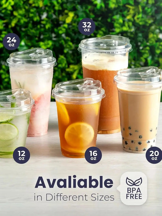 10 Sets Clear Plastic Cup with Sip lids 12//20/16 Disposable Cups for Iced Coffee or Juice Party Smoothie Milkshake Cold Drinks Peaceful Pleasures Health and Wellness