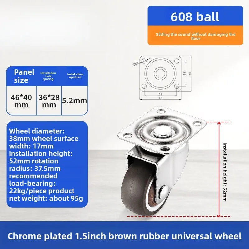 Soft Rubber Swivel Caster Wheels 1–2 Inch | Furniture & Trolleys