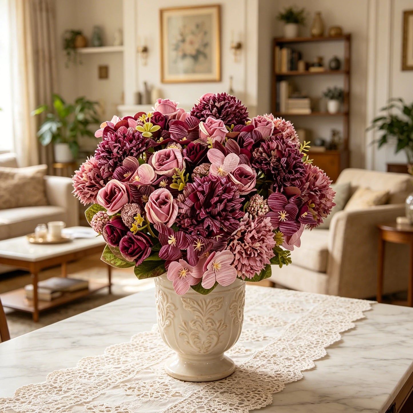 Artificial Silk Rose & Chrysanthemum Bouquet – Wedding Home Décor