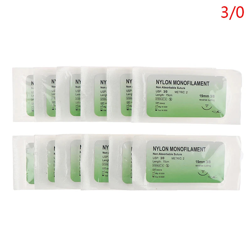 12 Pcs/Set Needle Suture Nylon Monofilament Thread Suture Practice Kit Peaceful Pleasures Health and Wellness 30