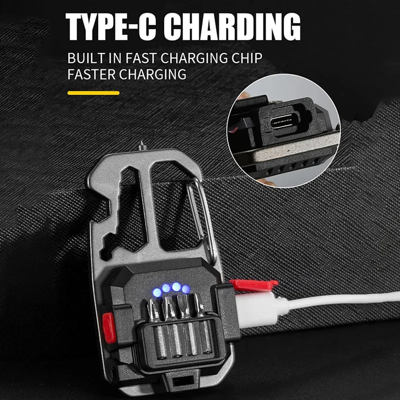 Mini LED Keychain Flashlight USB-C Rechargeable & Window Hammer