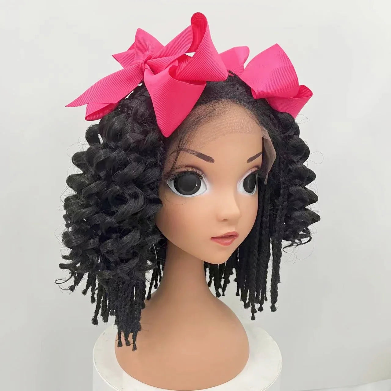 NEW 2pcs/Little Girls Ponytail Hair Extensions Kanekalon Human Hair Like Curly Wavy Private-lable Hair 10 Roots for Black Girls Peaceful Pleasures Health and Wellness rose red