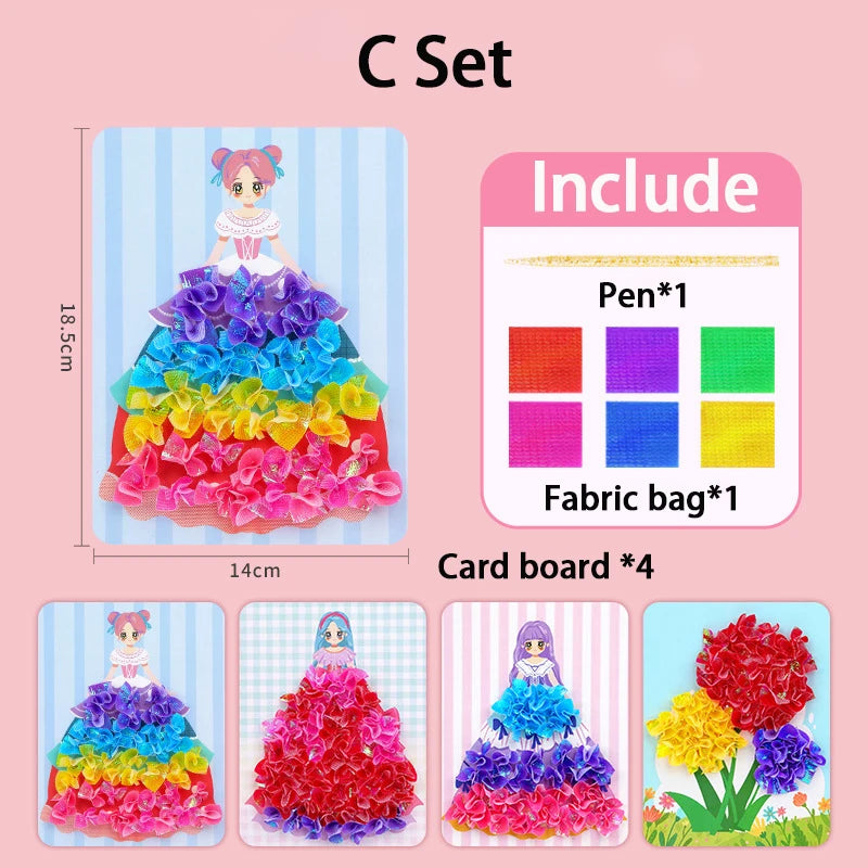 Funny Poke Puncture Painting Fabric Art Frenzy Kids Girls Cartoon