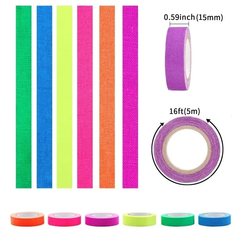 2026 Neon UV Glow Cotton Tape for Party Safety Warning Gaffer Tape with Home & Wedding Decorations Glow-in-the-Dark Tape Peaceful Pleasures Health and Wellness