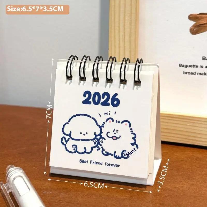 2026 Horse Year Mini Desk Calendar – Cartoon Coil Planner