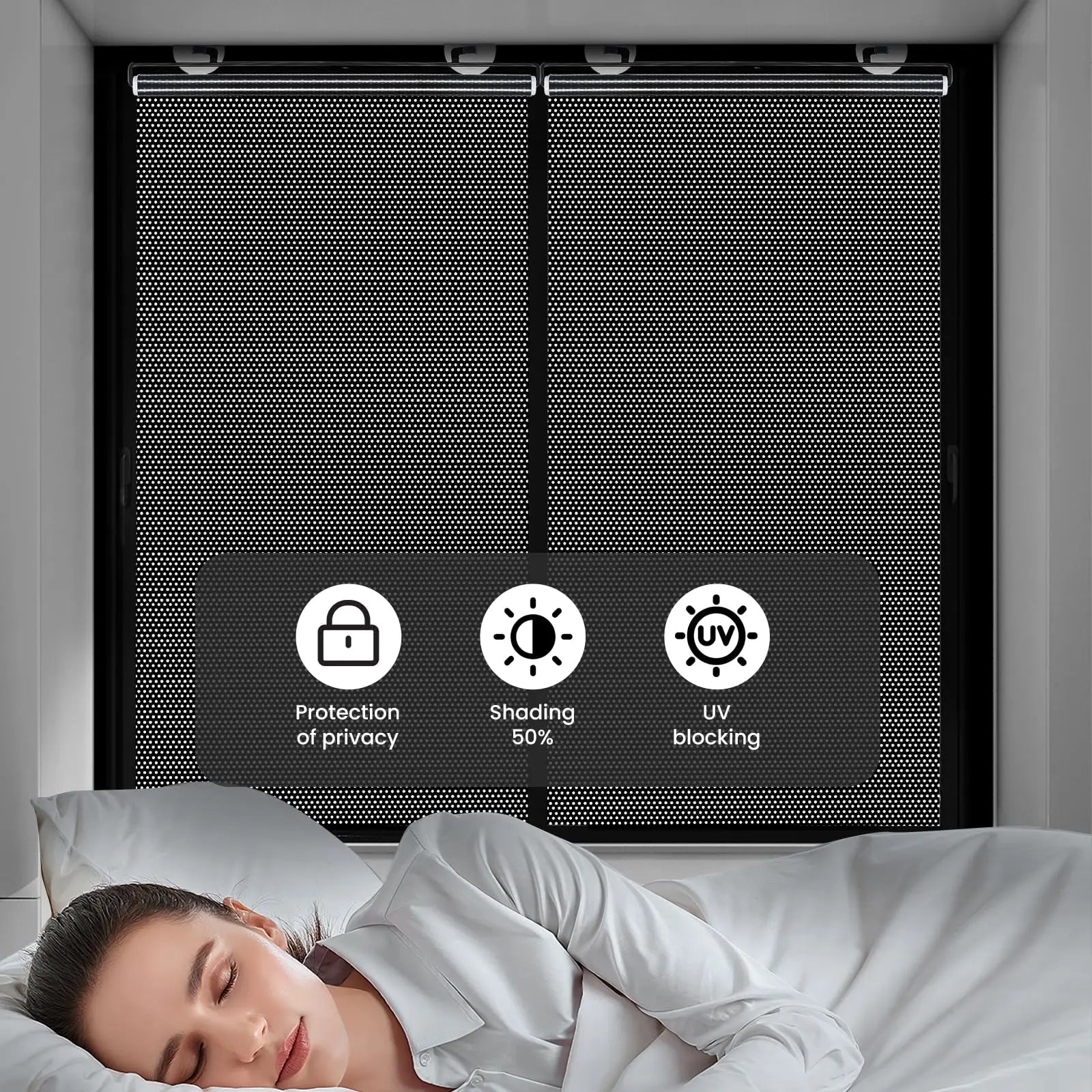 Blackout Roller Blinds Home Windows Sunshade Nail-Free Curtain Car Bedroom Kitchen Office Window Cover Blind Curtains Privacy Peaceful Pleasures Health and Wellness