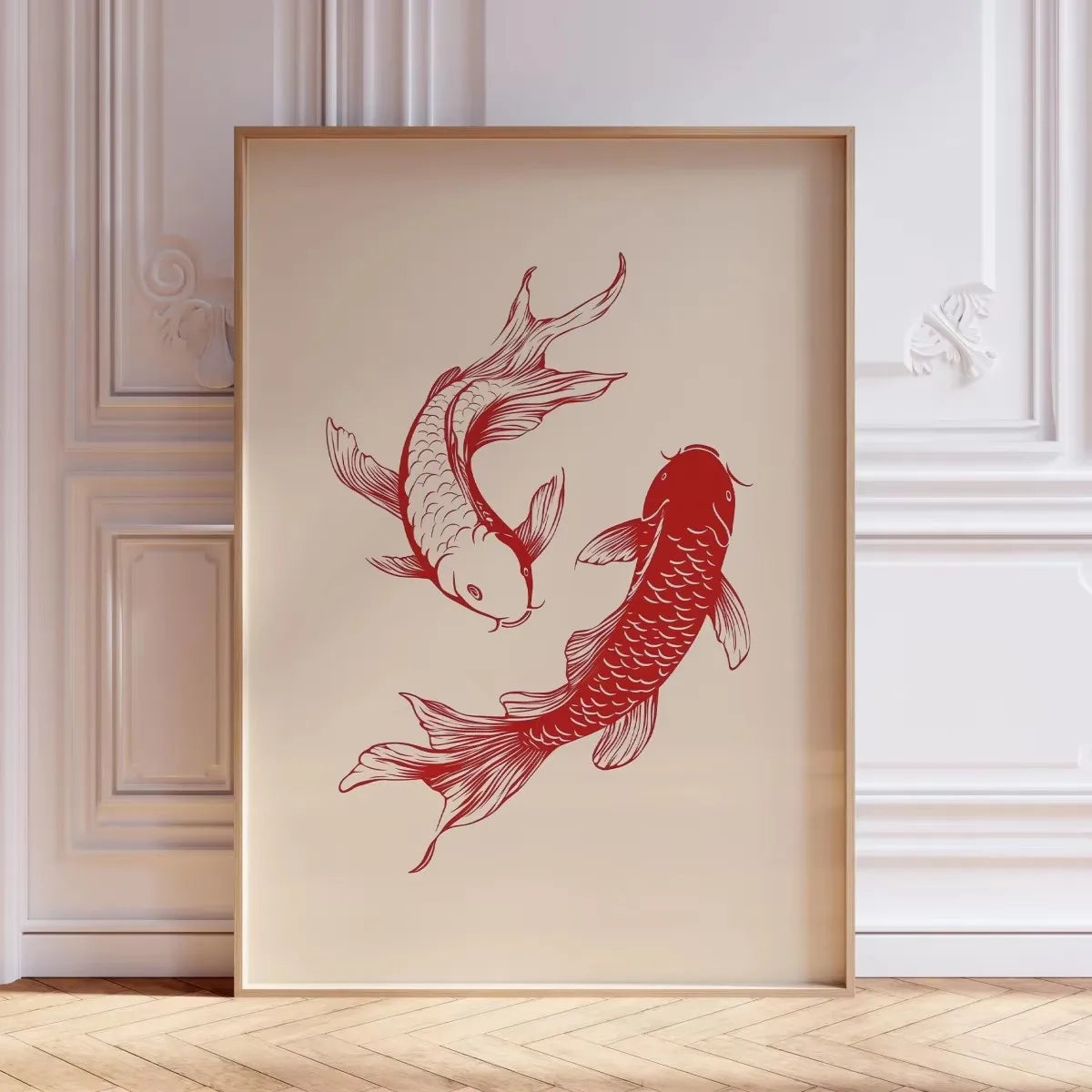 Japanese Red Koi Fish Canvas Print | Minimalist Wall Art