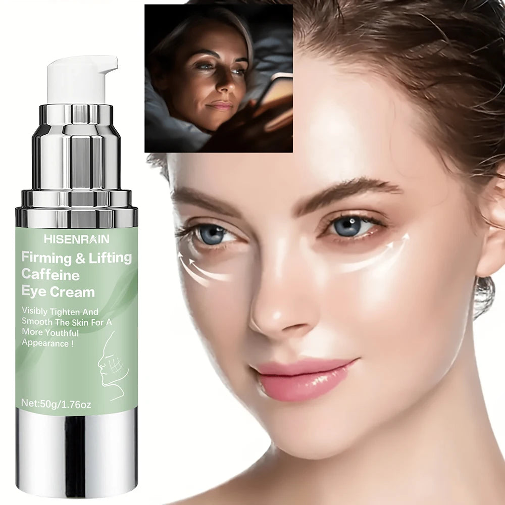 HISENRAIN 50g Vacuum Pump Caffeine Eye Cream - Firming Lifting Anti-Aging, Reduces Dark Circles, Hydrating for Women & Men. Peaceful Pleasures Health and Wellness
