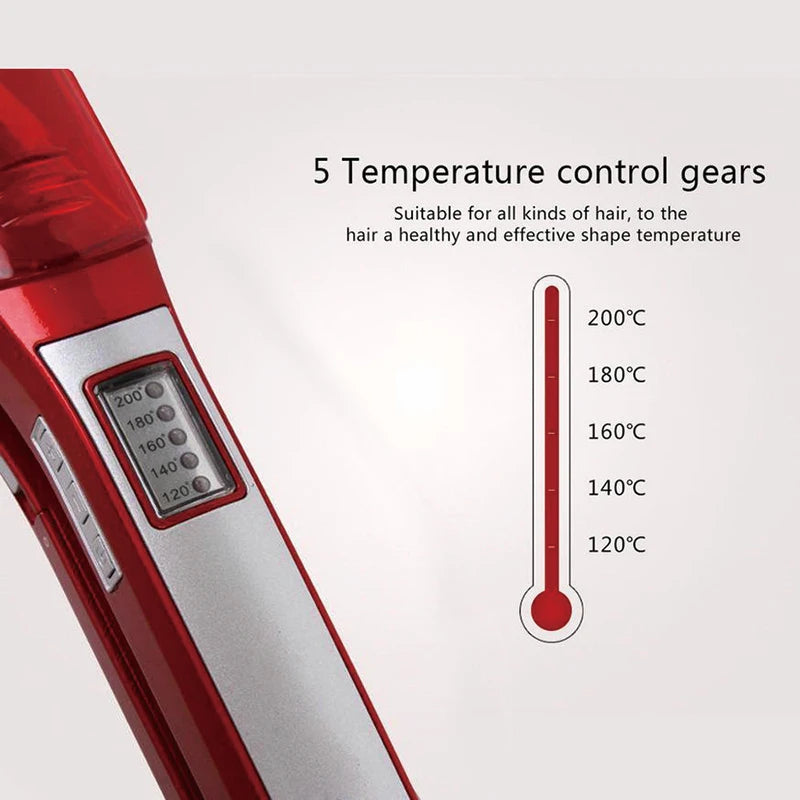 Cross-Border Hydrating Ceramic LED Hair Straightener Steam Care Electric Clip-on Splint Straightening Iron with Fast Heating Peaceful Pleasures Health and Wellness