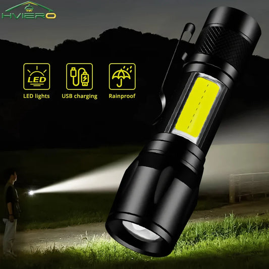 HVIERO Mini Rechargeable LED Flashlight 3W Waterproof T6 Torch LED Flashlight Oasis Select