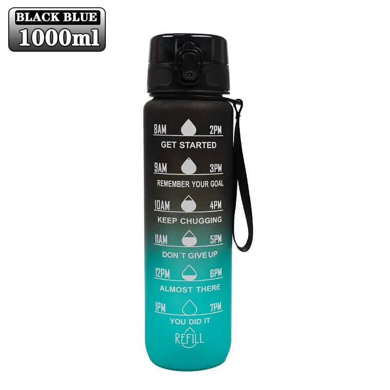 900ml BPA-Free Gradient Sports Water Bottle with Straw & Time Scale