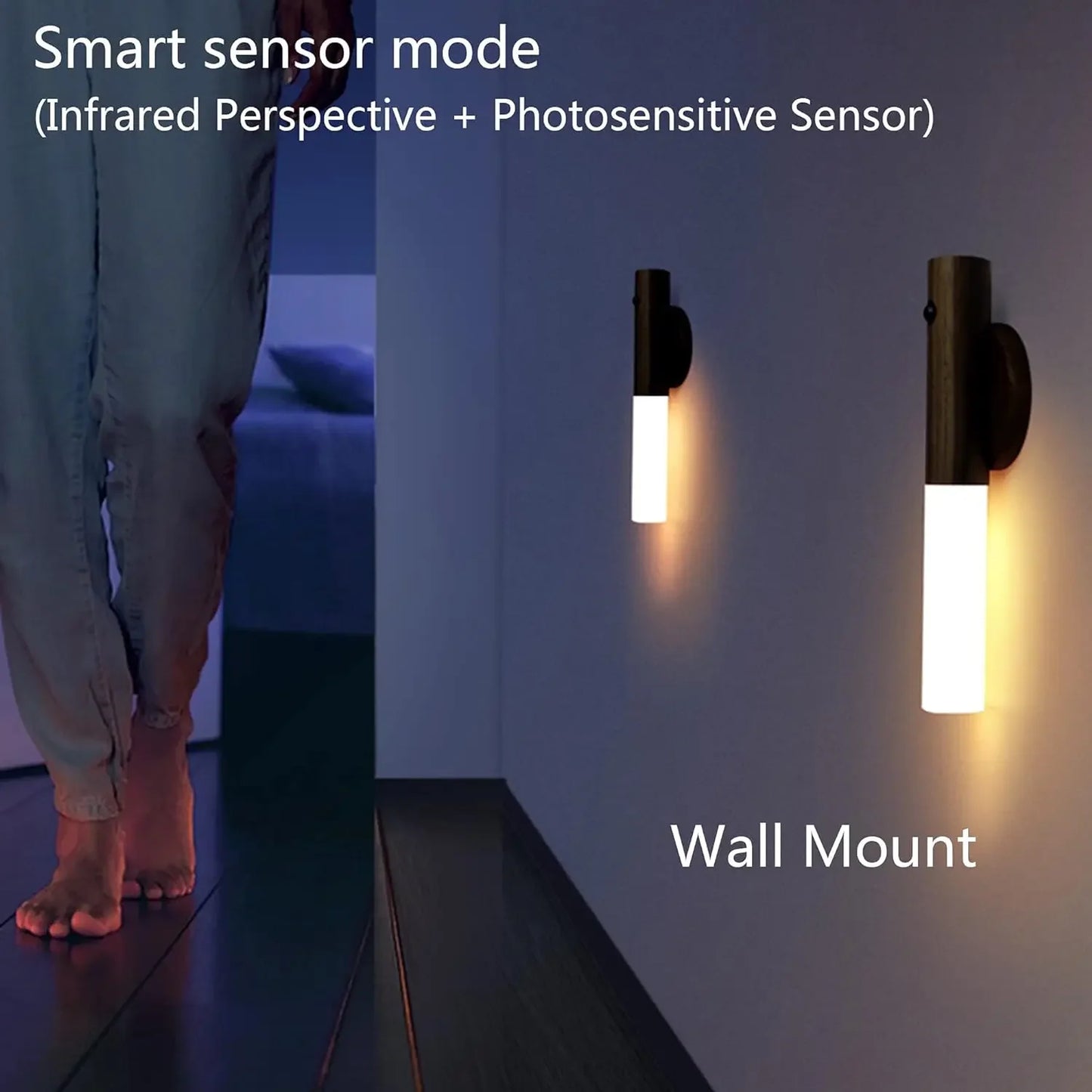 Smart Motion Sensor LED Night Light – Rechargeable Wall Light