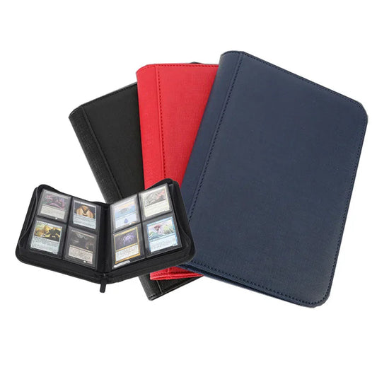 PU Leather 160 Pockets Cards Side Loading Binder TCG Game Zipper Card Album With 4 Sealed Fixed Pockets Pages For MG/PKM/FOW/YGO Peaceful Pleasures Health and Wellness
