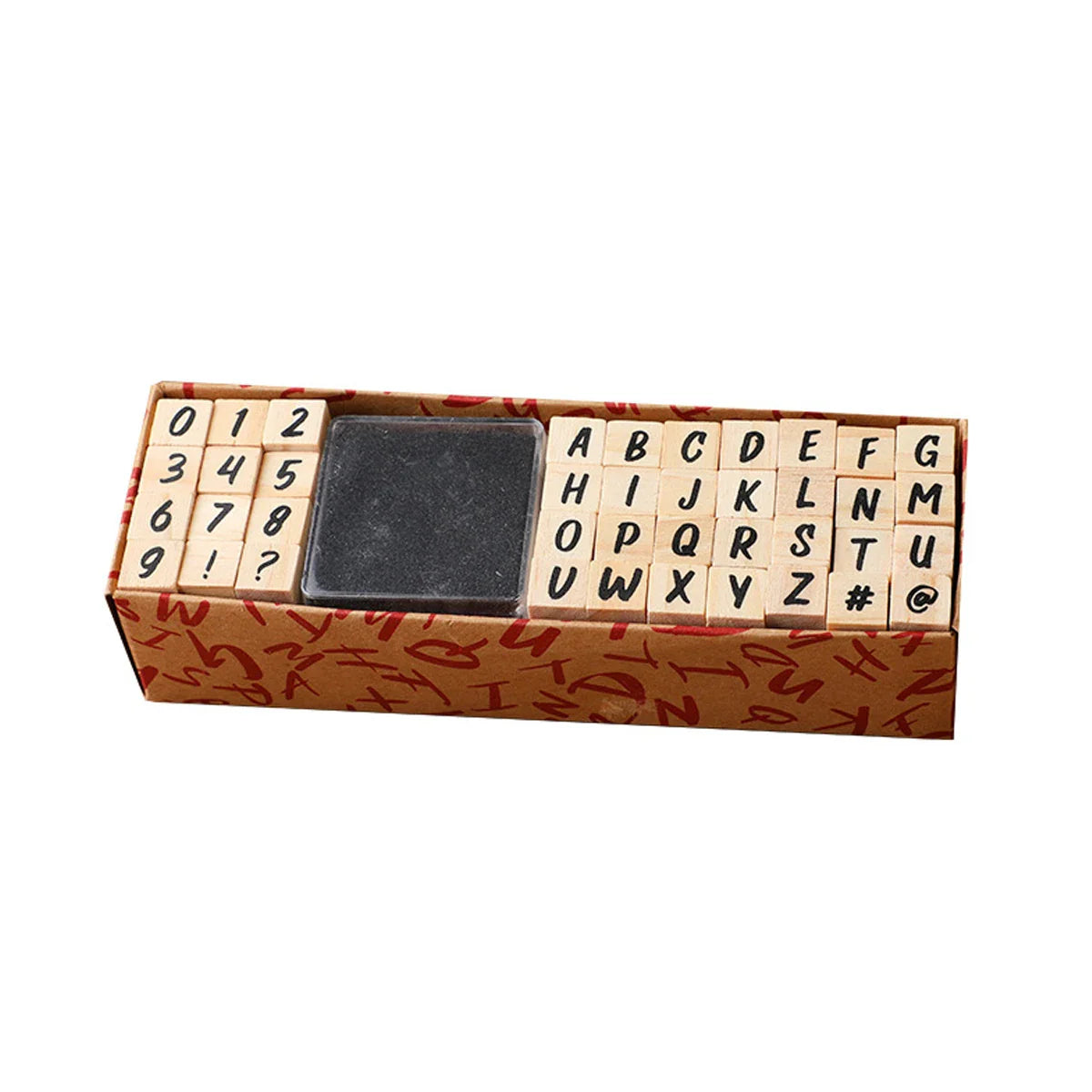 40-Piece Vintage Wooden Alphabet Rubber Stamp Set for Crafts