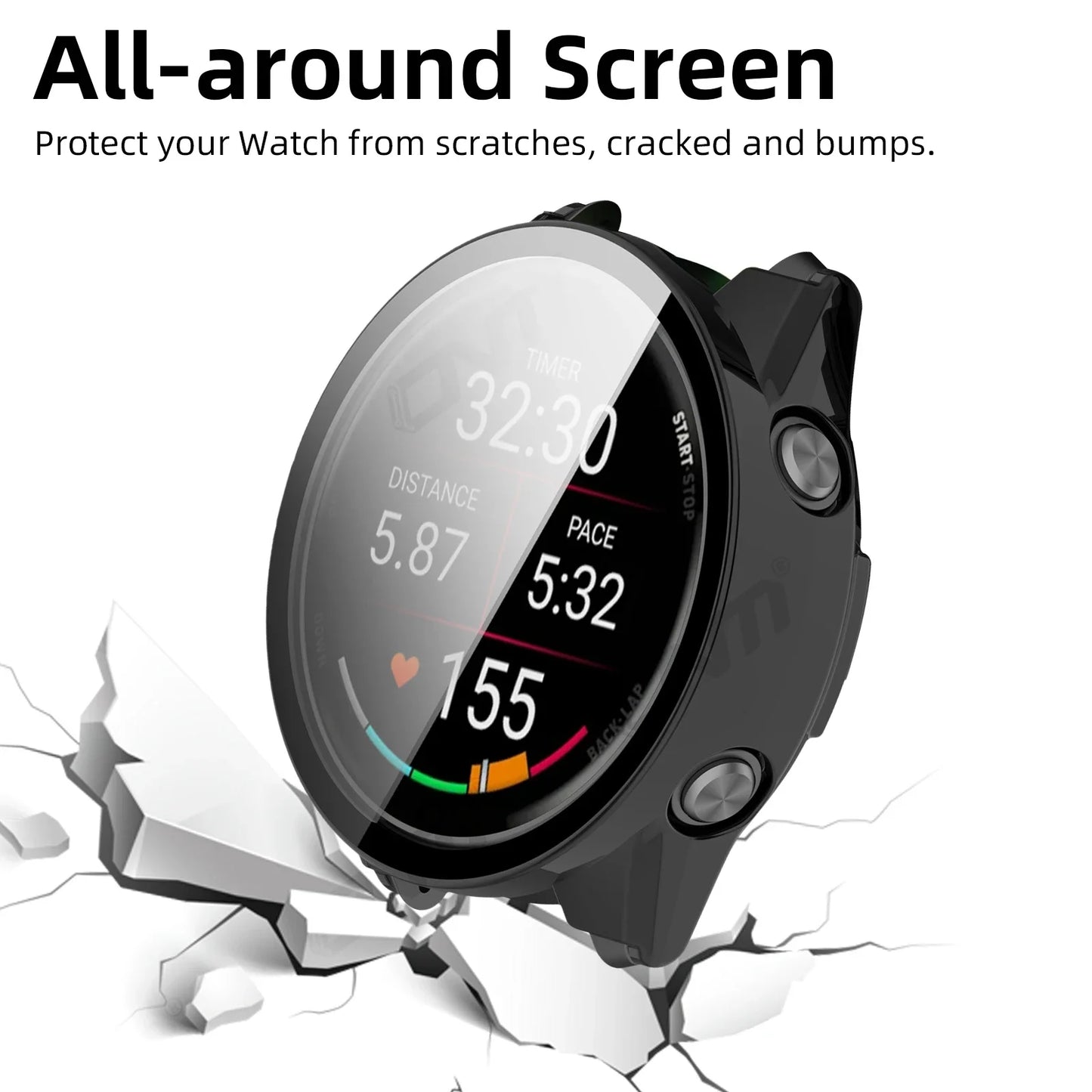 Garmin Forerunner 970 570 Tempered Glass Screen Protector & Case Peaceful Pleasures Health and Wellness