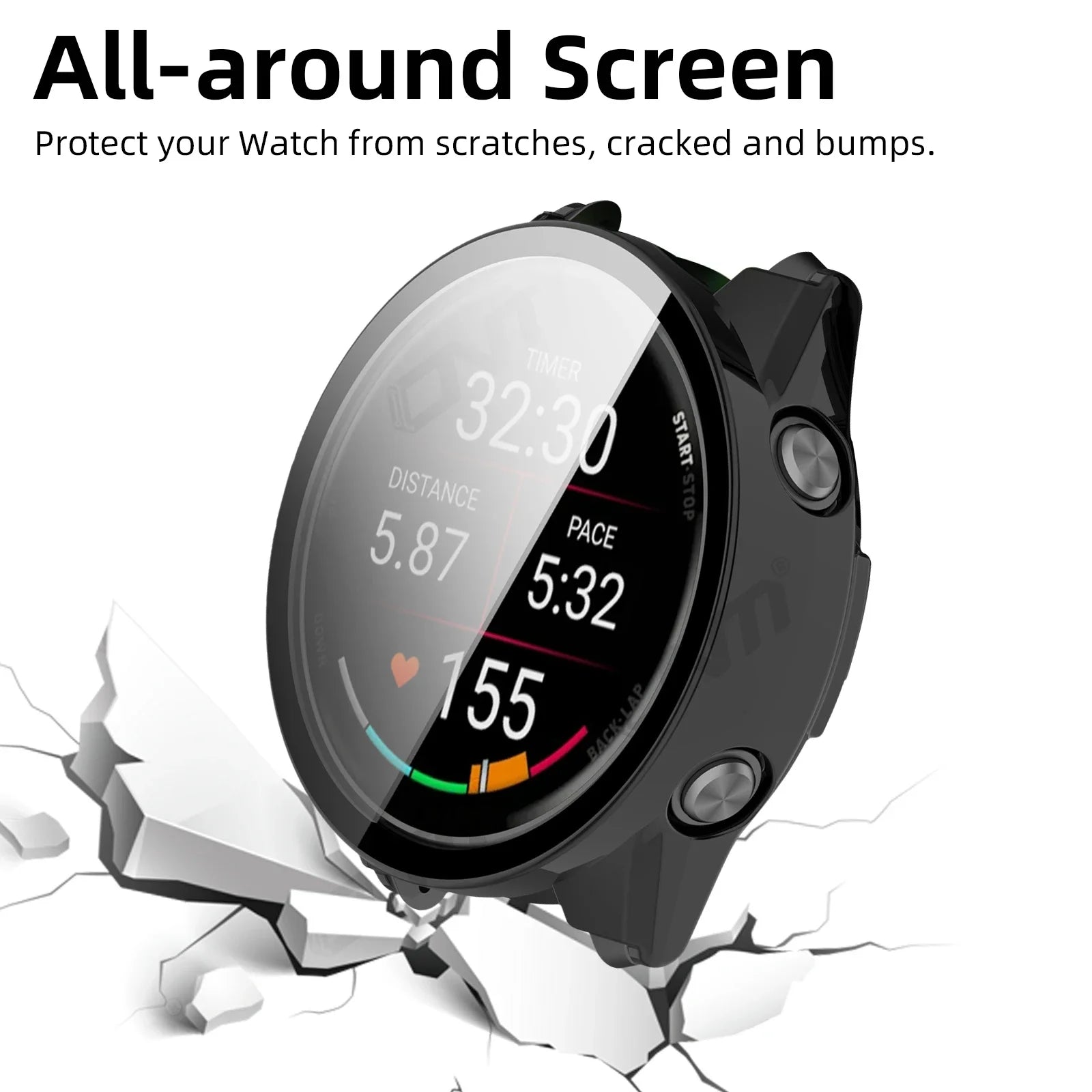 Garmin Forerunner 970 570 Tempered Glass Screen Protector & Case Peaceful Pleasures Health and Wellness