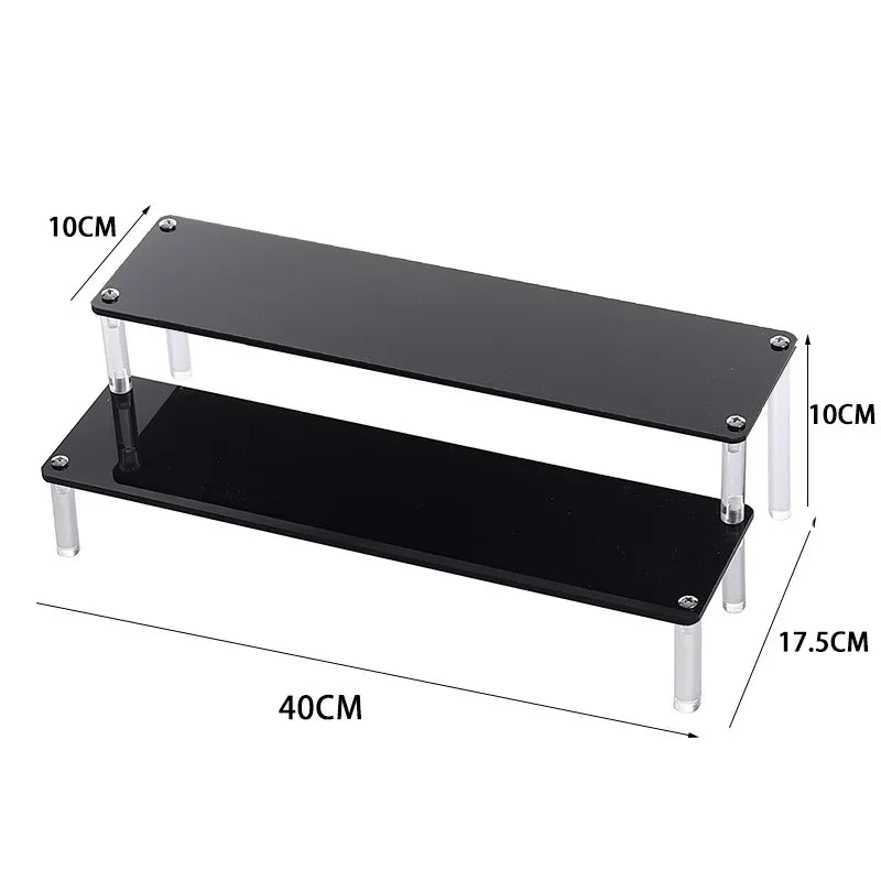 Black Acrylic Display Stand 1–5 Tier Riser for Figures & Decor