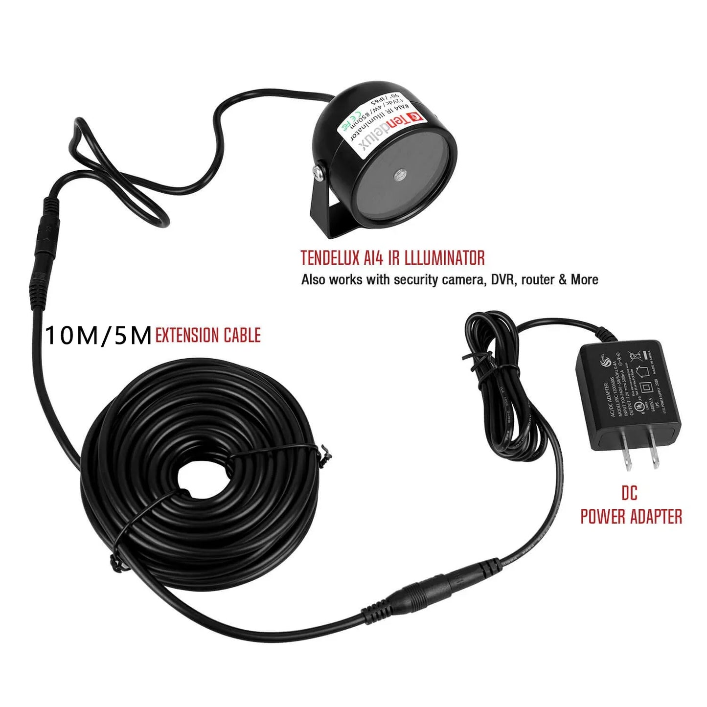 DC Power Extension Cord 5.5mm×2.1mm Female to Male – 5M/10M