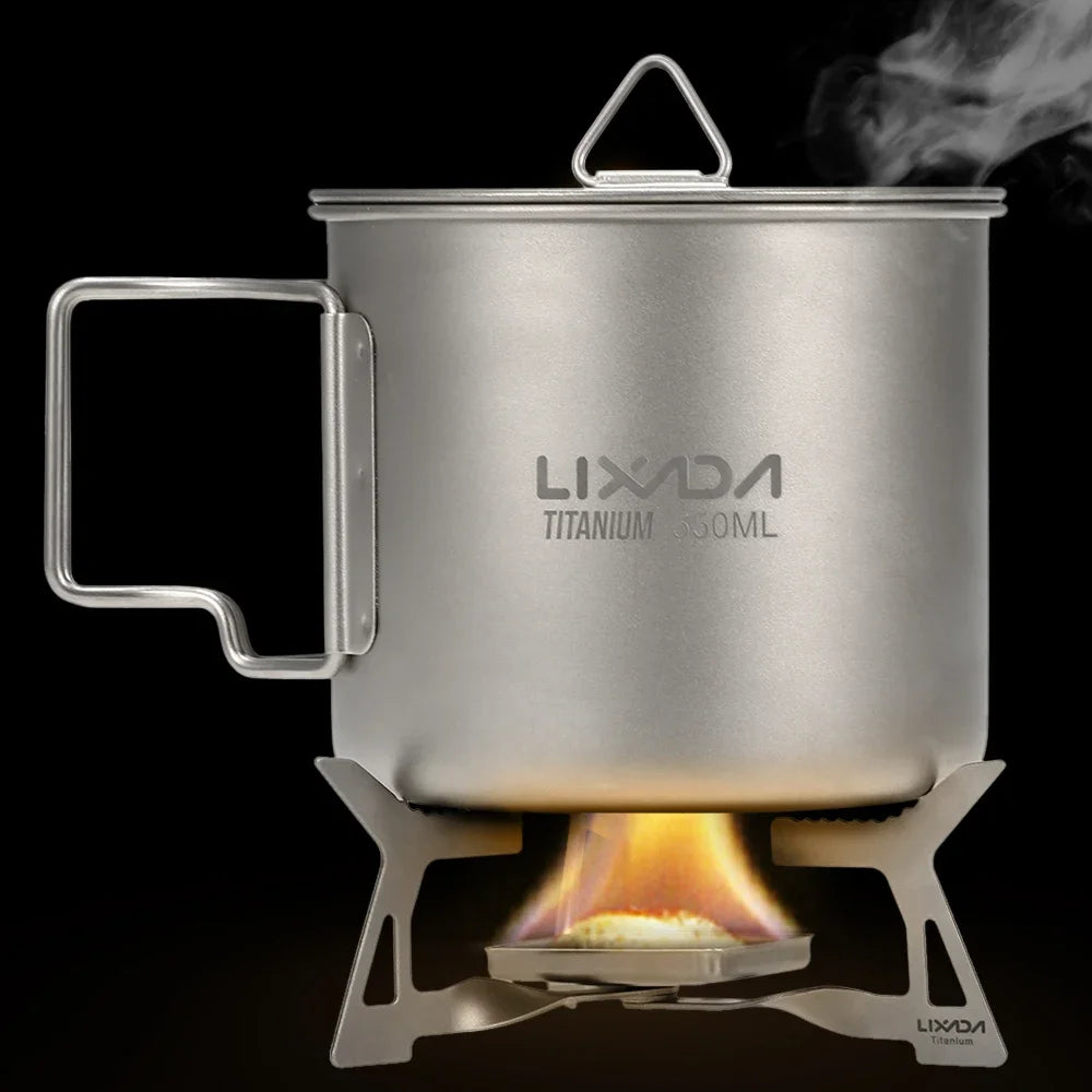 Lixada Ultralight Titanium Alcohol Stove Folding Camping Portable