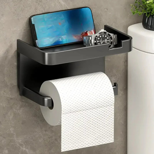 No-Drill Wall-Mounted Toilet Paper Holder | Bathroom Organizer Toilet Paper Holder Peaceful Pleasures Health and Wellness