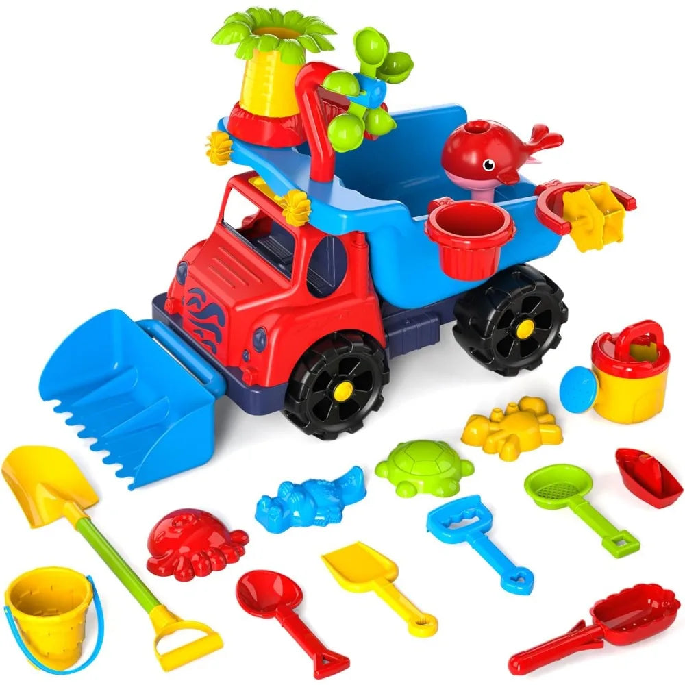 Large Beach Dump Truck Sand Toy Set for Kids – Molds & Tools
