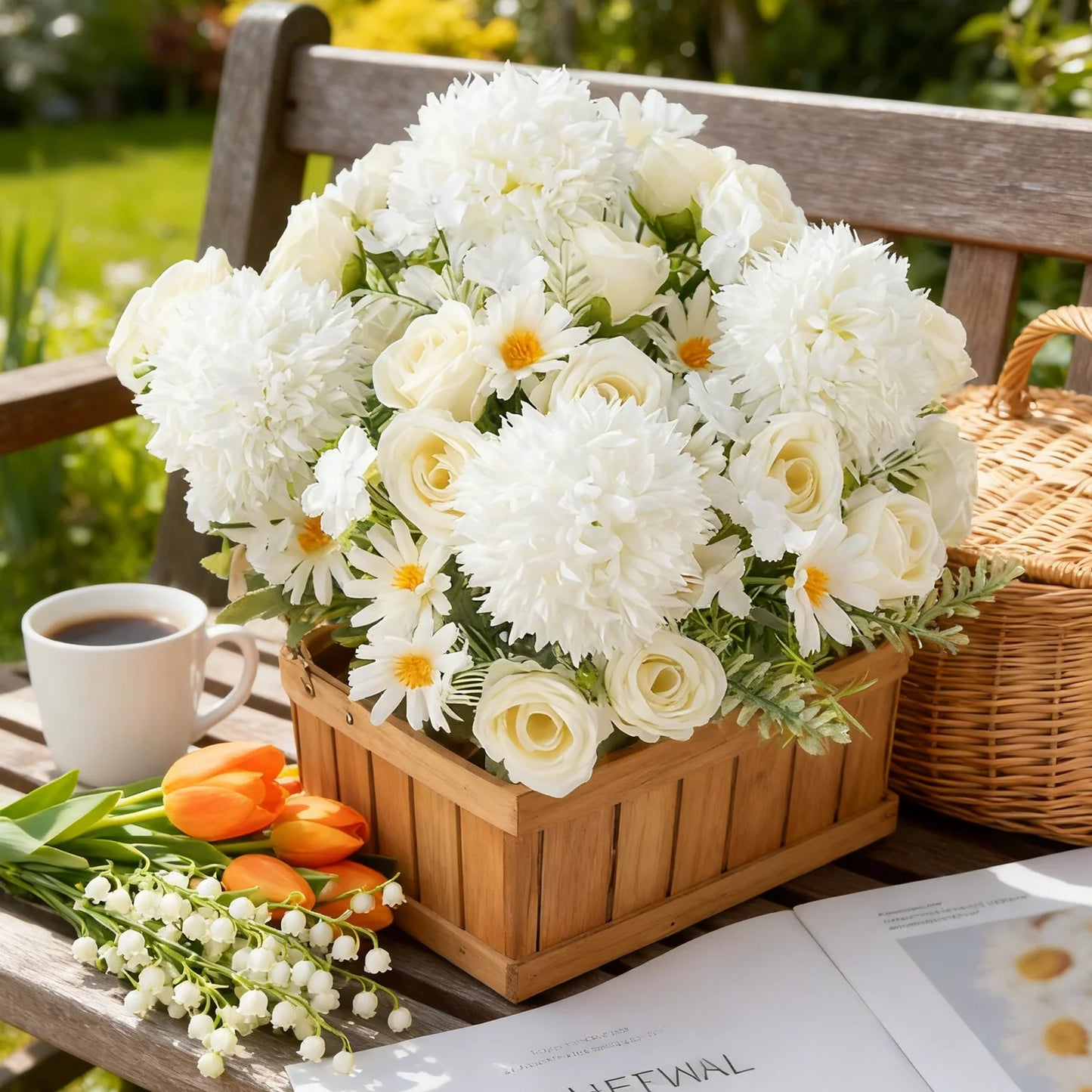 Rose & Chrysanthemum Silk Bouquet – Artificial Flowers, Wedding