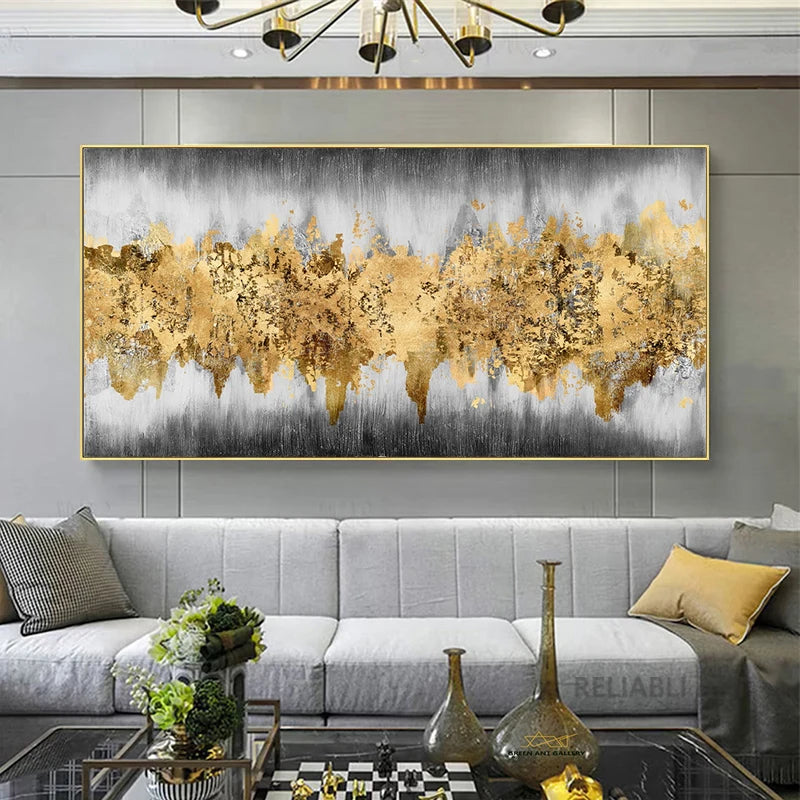 Wall Painting Abstract Golden Art Wall Pictures For Living Room Canvas Painting Home Decor Posters And Prints Vintage Cuadros Peaceful Pleasures Health and Wellness