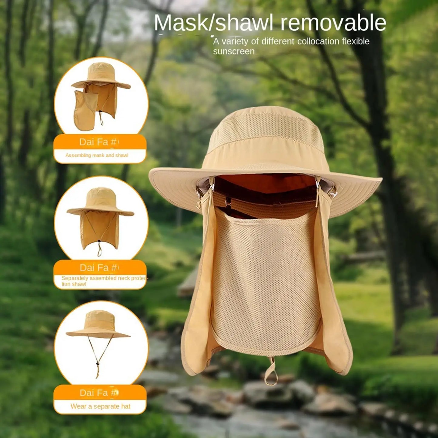 UPF 50+ Sun Hat with Neck Flap – Fishing & Hiking Bucket Hat
